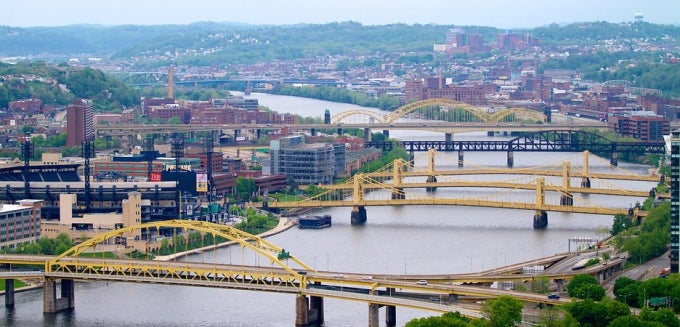 Pittsburgh bridges and river