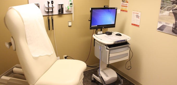 exam room in the health and wellness center