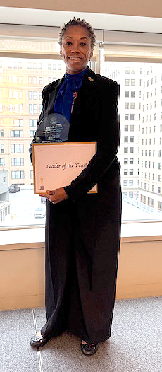 Lisa Garland with her Leader of the Year award