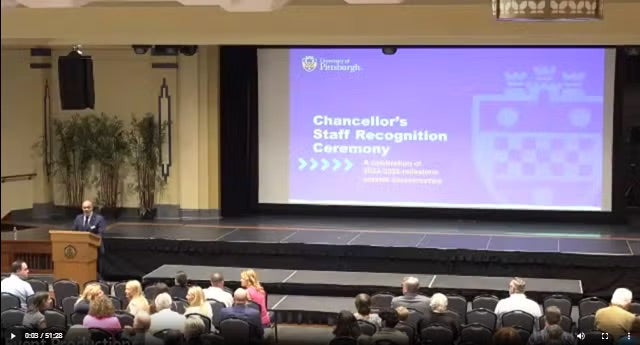 Screenshot from the Chancellor's Staff Recognition Ceremony