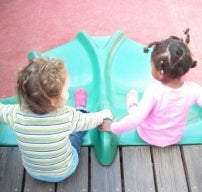 Children on a slide