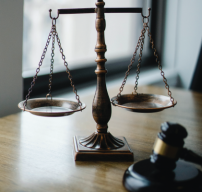 Scales of justice on a desk