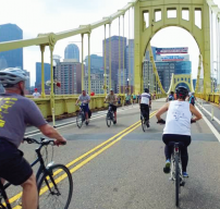 biking on bridge 